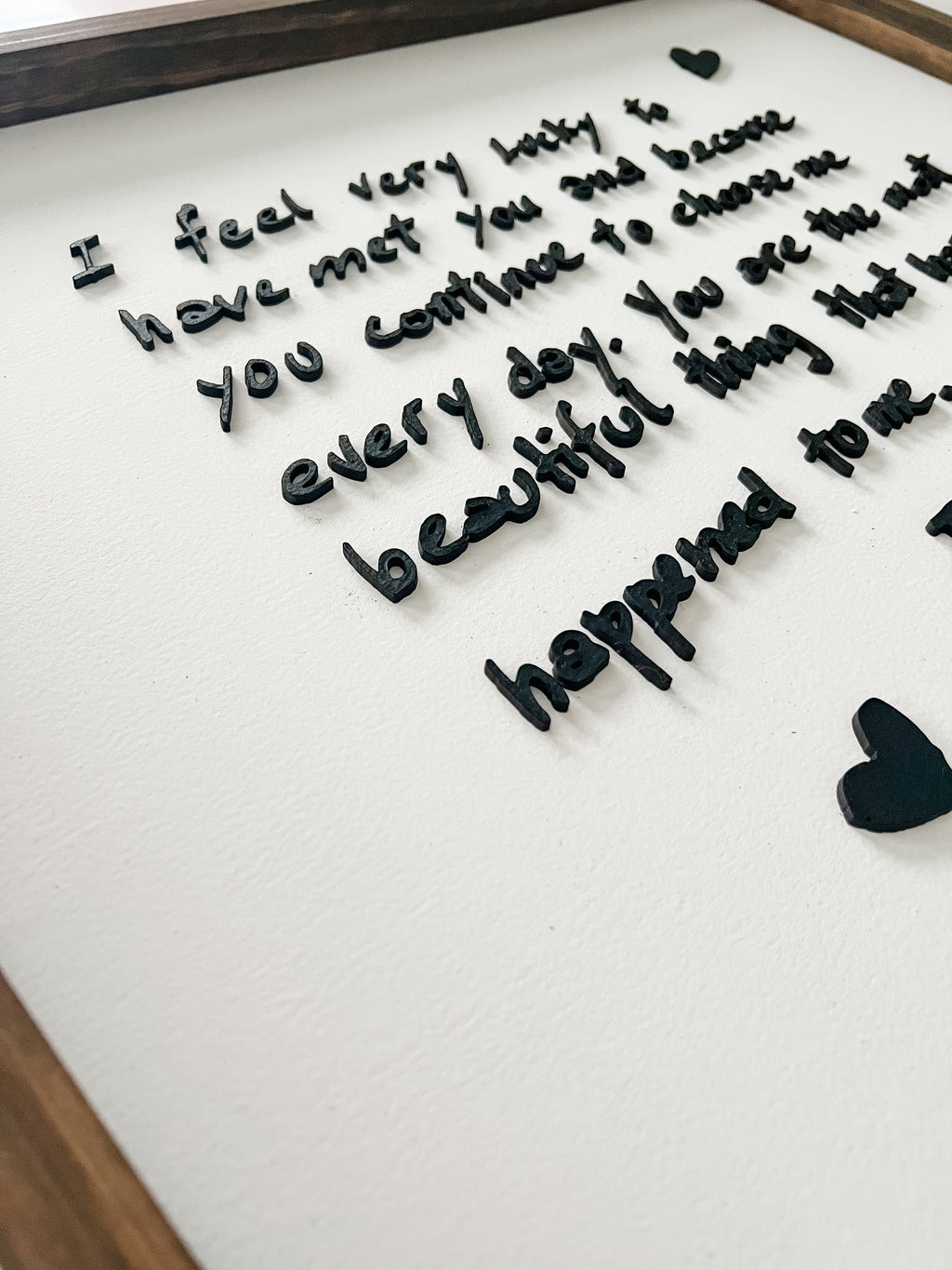 Message of love with hearts on a white background
